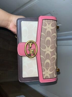 Coach Colorblock Signature Crossbody Bag - Pink, Beige, Brown (DUPE)